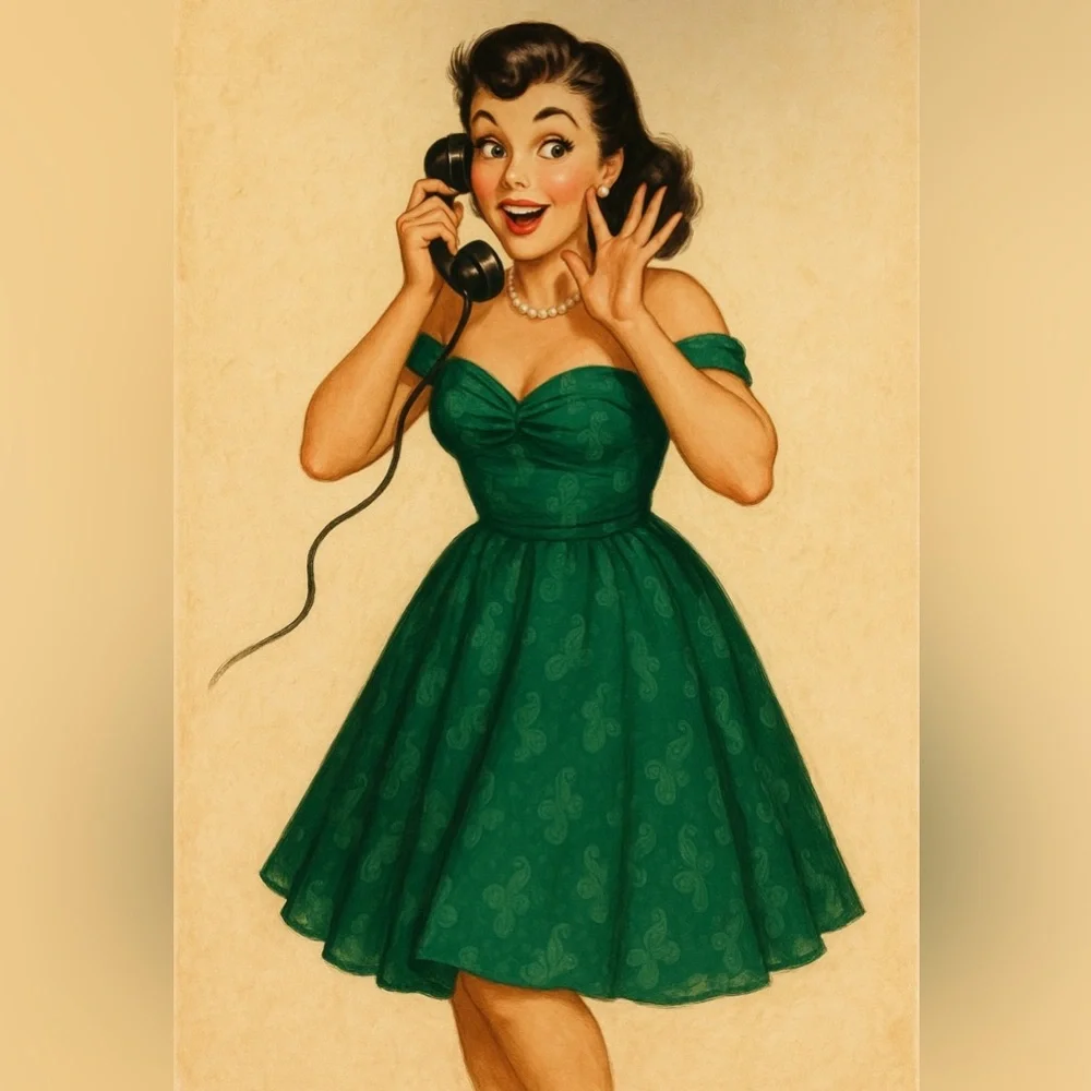 Unique Vintage 1950s Teal Green Jacquard Off Shoulder Flare Dress, Size  XL, NWT - Picture 12 of 15